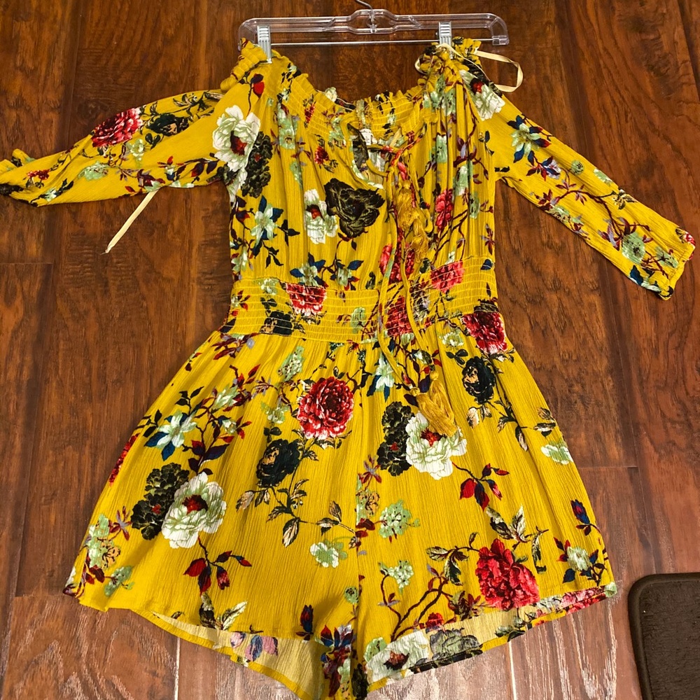 Mustard floral romper
